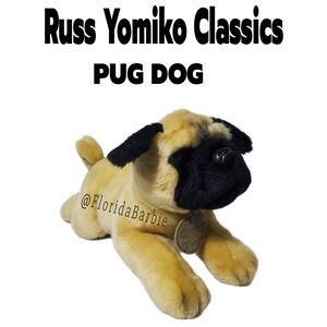 Vintage Russ Berrie Yomiko Classics Kids Pug Dog Tan Plush Stuffed Animal Toy